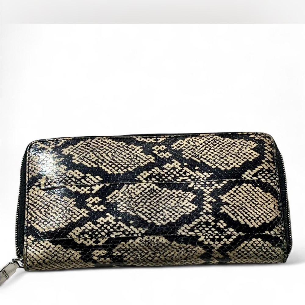 Alexander McQueen Black and Beige Snake-Print Zip Wallet - Picture 6 of 6